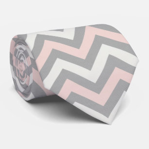 Roze, licht beige en lichtgrijs chevron stropdas