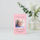Roze licht foto begrafenis gebedskaart visitekaartje (Staand voorkant)