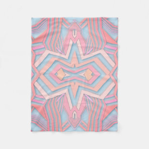 Roze & Lichtblauw Geometrisch Patroon (doe-het-zel Fleece Deken