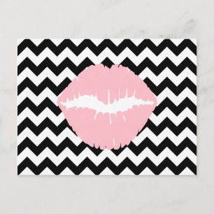 Roze lichten op zwarte en witte zigzag briefkaart