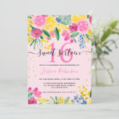 Roze, lichtgeel, lichtgroen goudschrift Sweet 16 Kaart (Staand voorkant)