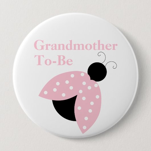 Roze lidybug Grandma om Button van Baby shower te  (Voorkant)