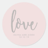 Roze liefde Bespaar de datumbruiloft Ronde Sticker (Voorkant)