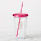 Roze Liefde Boho Bloemen Veren Droomvanger Acryl Drinkbeker (Achterkant)