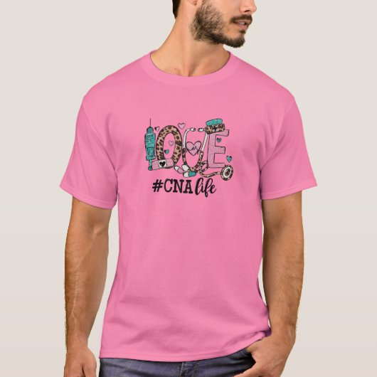 Roze liefde CNA-levensontwerp voor gecertificeerde T-shirt (Voorkant)