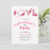 Roze LIEFDE en rozen Valentijnsdag party Kaart (Staand voorkant)