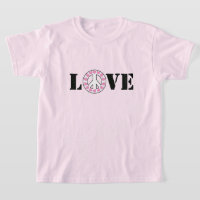Roze liefde en vredesteken harten