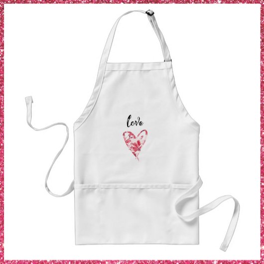 roze liefde - Floral hart Standaard Schort