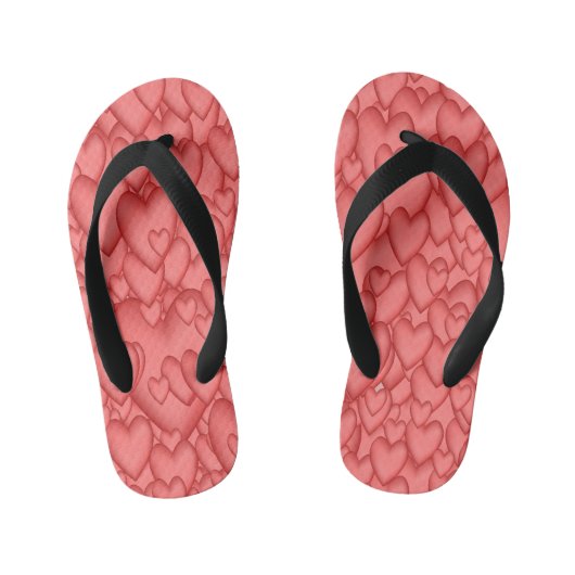 Roze liefde hart decoratief kinder teenslippers (Voetbed)