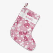 Roze Liefde Hart Gepersonaliseerd Kleine Kerstsok (Voorkant (Hangend))