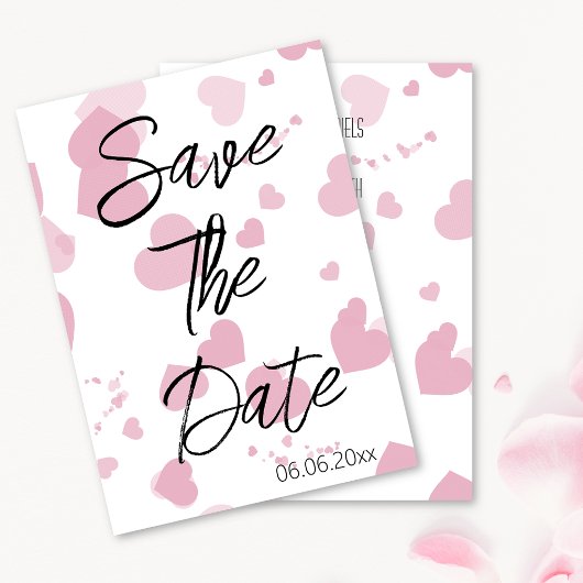 roze liefde hart Save the date Kaart
