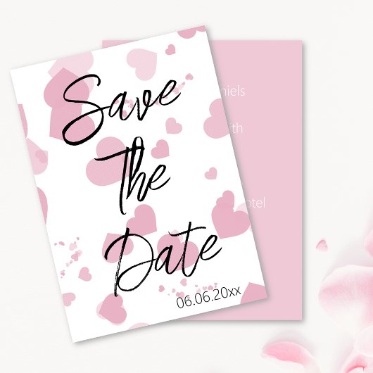roze liefde hart Save the date Kaart