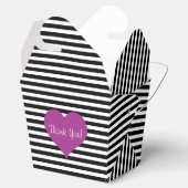 Roze Liefde Hart Zwart & Wit Gestreept Patroon Naa Bedankdoosjes (Geopend)