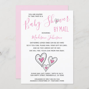 Roze Liefde Harten Meisje Baby shower Per Mail Kaart