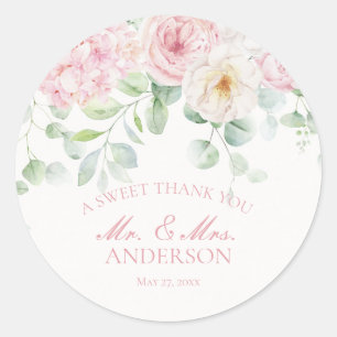 Roze Liefde In Bloei Bloemen Hydrangea Trouwcirkel Ronde Sticker