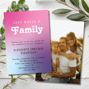 Roze Liefde Maakt Een Familie Adoptiedag Feest Fot Kaart