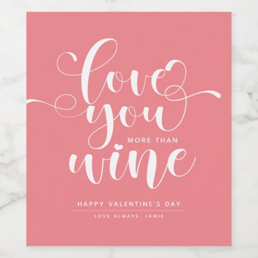 Roze liefde meer dan Valentijnse wijn Wijn Etiket (Enkel label)