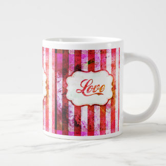 Roze liefde met strepen grote koffiekop