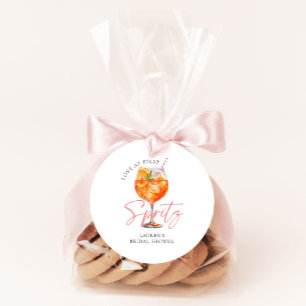 Roze Liefde Op De Eerste Spritz Bruiloft Feest Fav Ronde Sticker