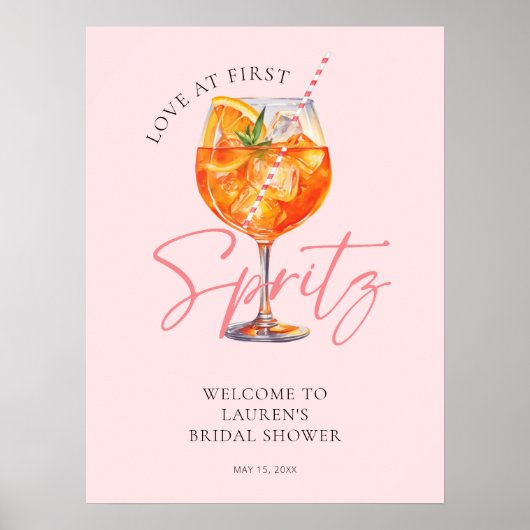 Roze Liefde Op Eerste Spritz Vrijgezellenfeest Wel Poster (Voorkant)