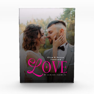 Roze liefde op maat gemaakte trouwfoto koppels mon fotoblokken
