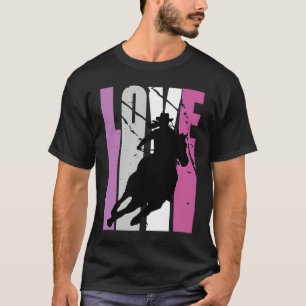 Roze Liefde Rodeo Barrel Racing Wedstrijd Ruiter V T-shirt