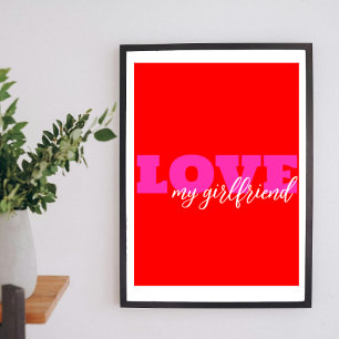 Roze LIEFDE ( voeg je tekst toe) Neon Rode Valenti Poster