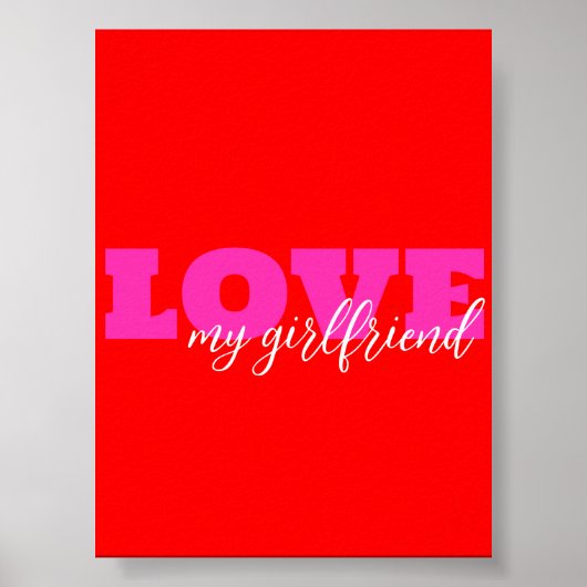 Roze LIEFDE ( voeg jouw tekst toe) Neon Red Valent Poster (Voorkant)