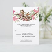 Roze Liefde Vogel Bruiloft RSVP (Staand voorkant)