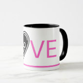 Roze liefde zwart hart met baby, mok (Voorkant rechts)