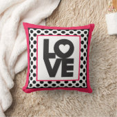 Roze Liefde Zwarte Stippen Kussen (Deken)