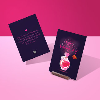 Roze Liefdesdrank Fles Happy Valentijnsdag Kaart