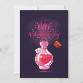 Roze Liefdesdrankfles Happy Valentijnsdag Kaart (Voorkant)
