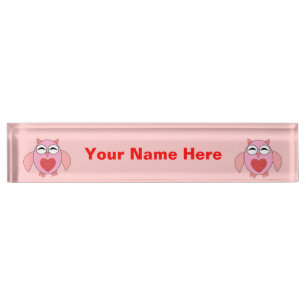 Roze liefdeshart Aangepaste Desk Naambordje
