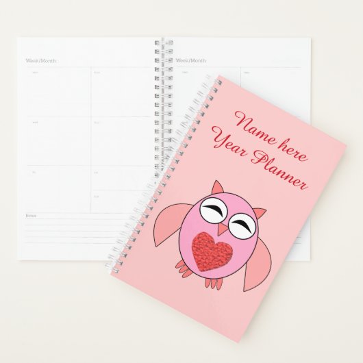 Roze liefdeshart Aangepaste planner (Display)