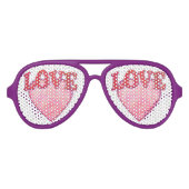 roze liefdeshart aviator zonnebril (Voorkant)