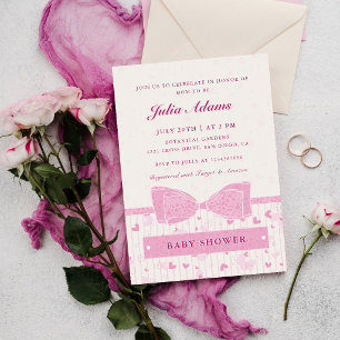 Roze liefdeshart lint boog baby shower kaart