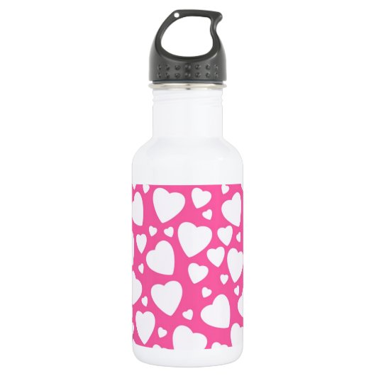 Roze liefdesharten waterfles (Voorkant)