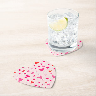 Roze liefdeshartjes kartonnen onderzetters