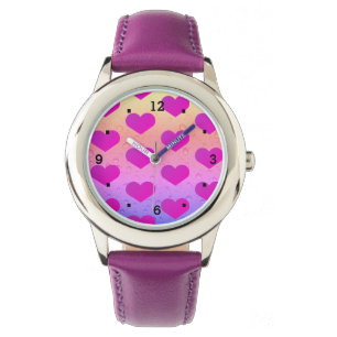 Roze liefdeshartrinbog horloge