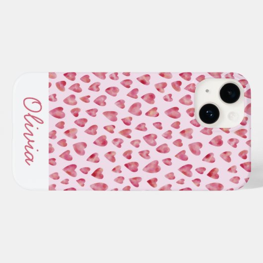 Roze liefdeshartritme waterverf Case-Mate iPhone case (Achterkant (horizontaal))