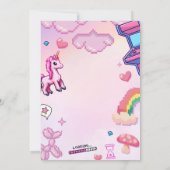 Roze Lieve Arcade Game Meisje Verjaardagsuitnodigi Kaart (Achterkant)