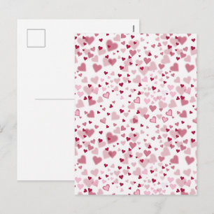 Roze Lieve Harten Patroon Feestdagenkaart