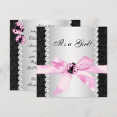 Roze lieveheersbeestje Baby Douche Uitnodigingen (Voorkant / Achterkant)