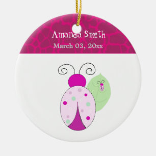 Roze Lieveheersbeestje Baby Eerste Kerstmis Keramisch Ornament