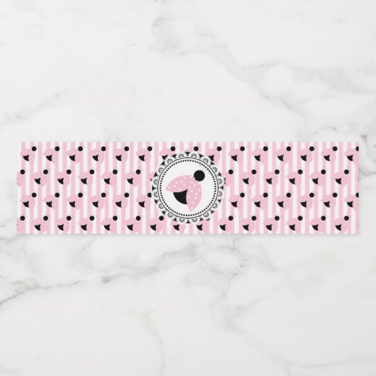 Roze lieveheersbeestje Baby shower waterflesetiket Waterfles Etiket (Enkel label)