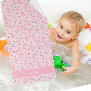 Roze Lieveheersbeestje handdoek set met naam