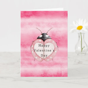 Roze Lieveheersbeestje Hart Valentijnsdag Kaart