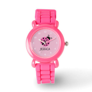 Roze lieveheersbeestje horloge gepersonaliseerd me