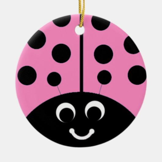 roze lieveheersbeestje keramisch ornament (Voorkant)